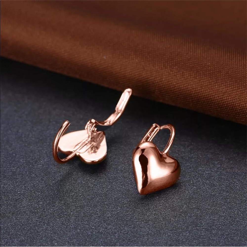New 18k Rose Gold Plated 13MM Hoop Huggie Earrings - Picture 2 of 4